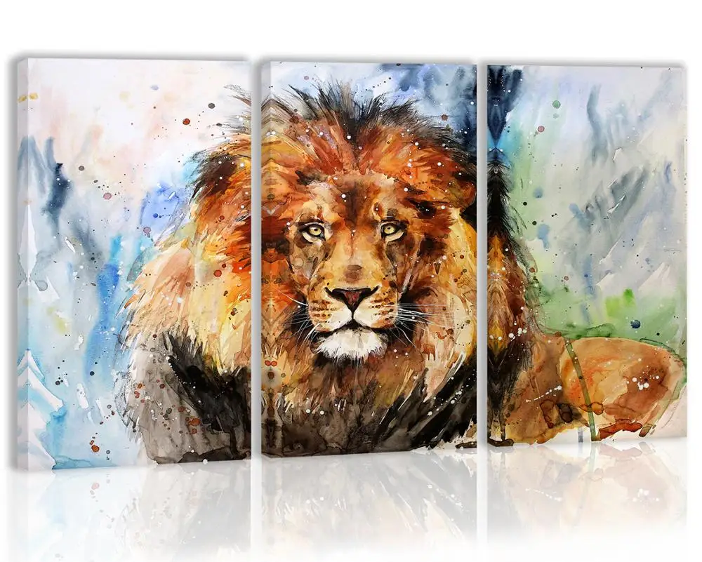 

Watercolor Lion Wall Art Decor Canvas Painting Kitchen Prints Pictures for Home Living Dining Room