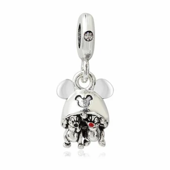 

New Fashion Crystal Enamel Silver Color Mickey Pendants Beads Fit Original Pandora Charms for Women Gift DIY Trinket Jewelry