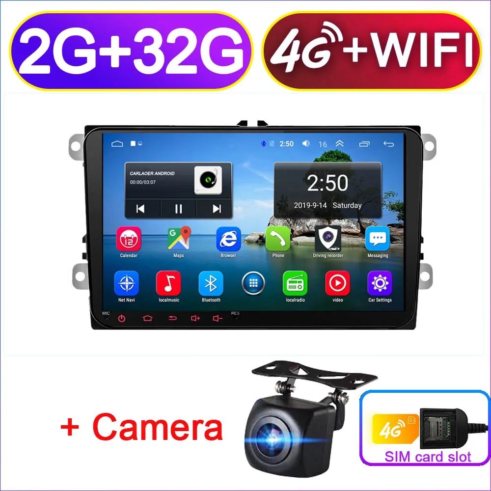 4G SIM camera " Android 8,1 автомобиль радио gps навигации для Volkswagen Skoda Octavia Golf 5 6 touran passat B6 Polo Tiguan Yeti Rapid мультимедиа - Цвет: 4G SIM camera
