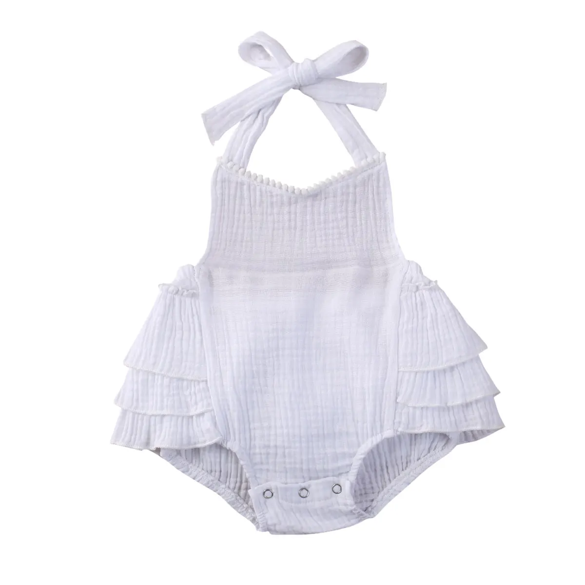 Newborn Baby Girl Bodysuits 0 24M Sleeveless Lace up Ruffle Backless