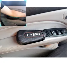 Для Ford F450 F-450, 1 шт., углеродное волокно, кожа, авто подушка для ног, наколенник, Автомобильный Дверной рычаг, автомобильные аксессуары, защита для автомобиля