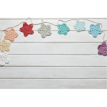 

White Wooden Board Backdrop Knitted Stars Background Birthday Baby Shower Wedding Party Decoration Photo Booth Studio Props