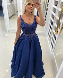 2020 длинное вечернее платье голубое ТРАПЕЦИЕВИДНОЕ с бретельками сексуальное с v-образным вырезом без рукавов с открытой спиной платья с