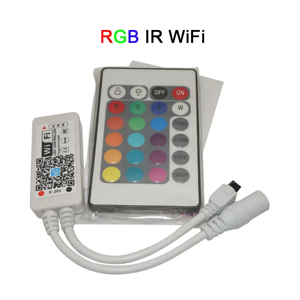 IR RGB WiFi RGB/RGBW контроллер мини беспроводной Wi-Fi светодиодный RF пульт дистанционного управления IOS/Android смартфон для RGBCW/RGBWW RGB Светодиодная лента, DC12-24V - Цвет: IR RGB WiFi