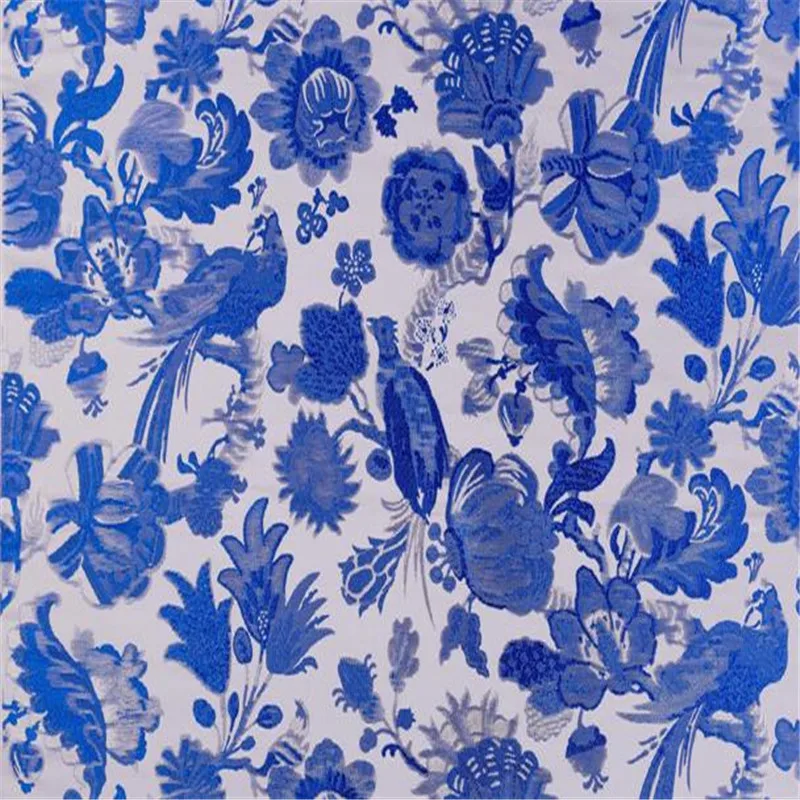 75x100 см, сделано в Китае, жаккард, голубой и белый фарфор, парча, полиэстер, ткань для нового года - Цвет: blue