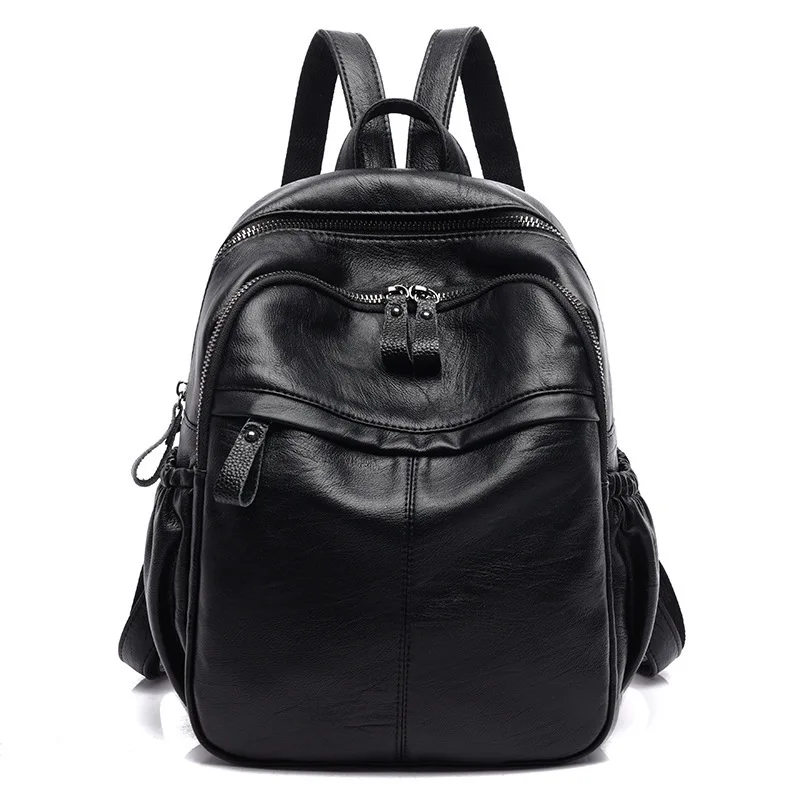 

Sheepskin Both Shoulders Package Capacity Both Zipper Backpack Trend Student Bag