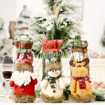 

Christmas Santa Claus Snowman Wine Bottle Cover Xmas Champagne Packaging Bag Party Home Table Decoration Holiday Supplies