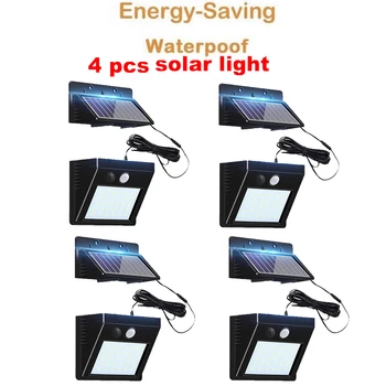 

2/4pcs Led Solar Light Outdoor Waterproof Lighting For Garden Wall 100/56/30 leds Four Modes Rotable Pole Solar Lamp split mount
