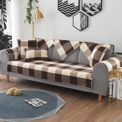 

Winter sofa cushion cushion, plush plaid winter thick non-slip sofa towel cover