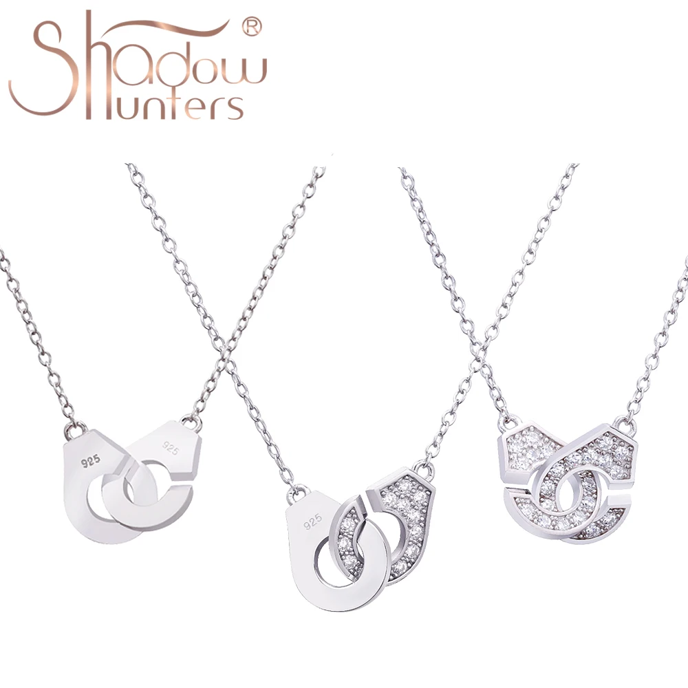 Shadowhunters 100 925 Sterling Silver Chain Necklace Handcuffs Connected Menottes Collier For Europe Luxury Jewelry Choker 40cm Pendants Aliexpress