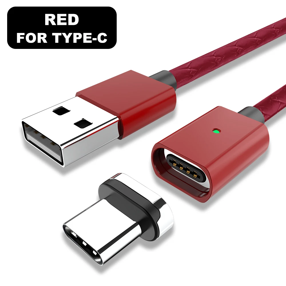 Vanniso 1 м 2 м микро USB кабель Магнитный кабель для iphone 3A Быстрая зарядка usb type C мобильный телефон быстрое зарядное устройство магнитный кабель для передачи данных - Цвет: Red For  Type C