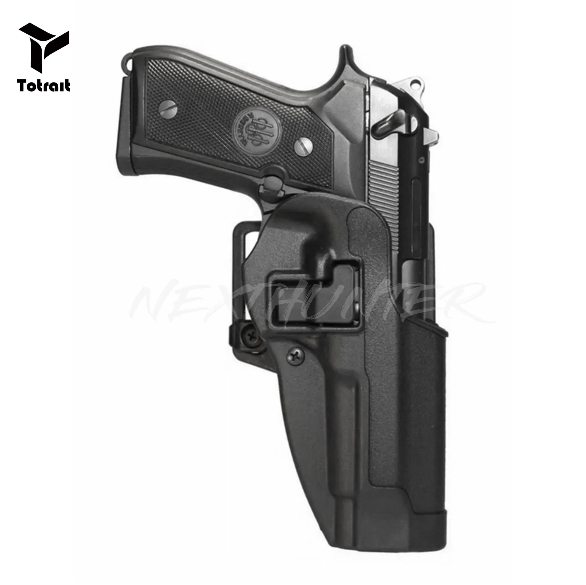 

TOtrait CQC Concealment Holster Tactical M9 Pistol Gun Holster Right Hand Military Waist Belt Loop Paddle for Hunting Shooting