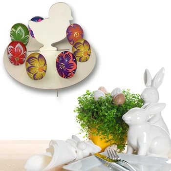 

Happy Easter Decorations for Home Bunny Egg Shelves Stand Rack Cute Chick Wooden Easter Egg Holder Rabbit Ornament