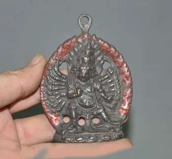 

Wedding Decoration Tibetan Buddhism Bronze 1000 arms Mahakala Wrathful Deity amulet Pendant statue
