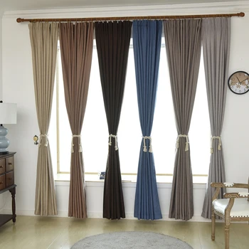 

Simple Modern Solid Color Splicing Shading Heat Insulation Curtains Blackout Curtains For The Living Room Finished Curtain