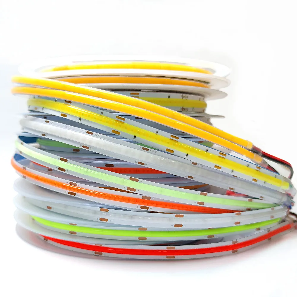 

COB LED Strip Light High Density Flexible FOB 384/528 LEDs/m Led Lights Tape Warm/Nature White Red RGB Linear Dimmable DC12V/24V