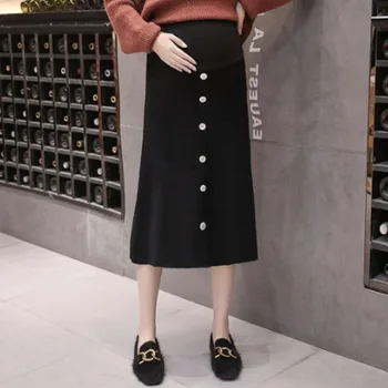 

Maternity Skirts 2019 Autumn and Winter Belly Support Knitted Skirt Pregnant Women Skirt High Waisted Pregnancy Skirts JOYRAY.B