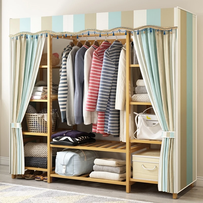 

Simple Hanging Wardrobe Rental Room Assembly Modern Minimalist Children's Wardrobe Hanger Fabric Home Bedroom Wardrobe