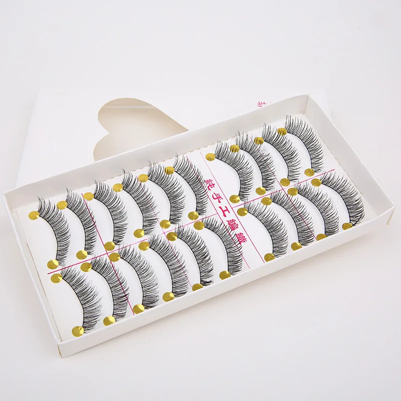 

10 Pairs False Eyelashes Cotton Thread Natural Handmade False Eyelashes Volume Makeup False Eyelashes