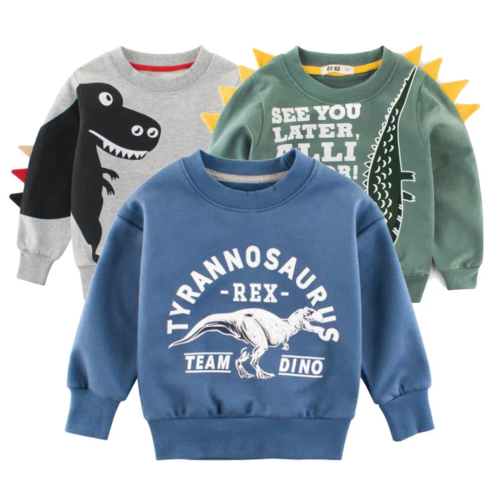 

Boys Girls Long Sleeves hoody Cartoon Style cotton T-shirt Spring Autumn Clothes Dinosaur Sweatshirts For 2 4 6 8 10 Years