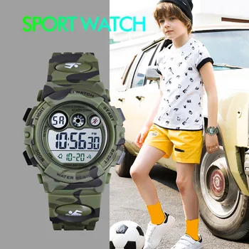 

Boys Girls Waterproof Watch Outdoor Sports Camouflage Electronic Watch for Students Kids hh88