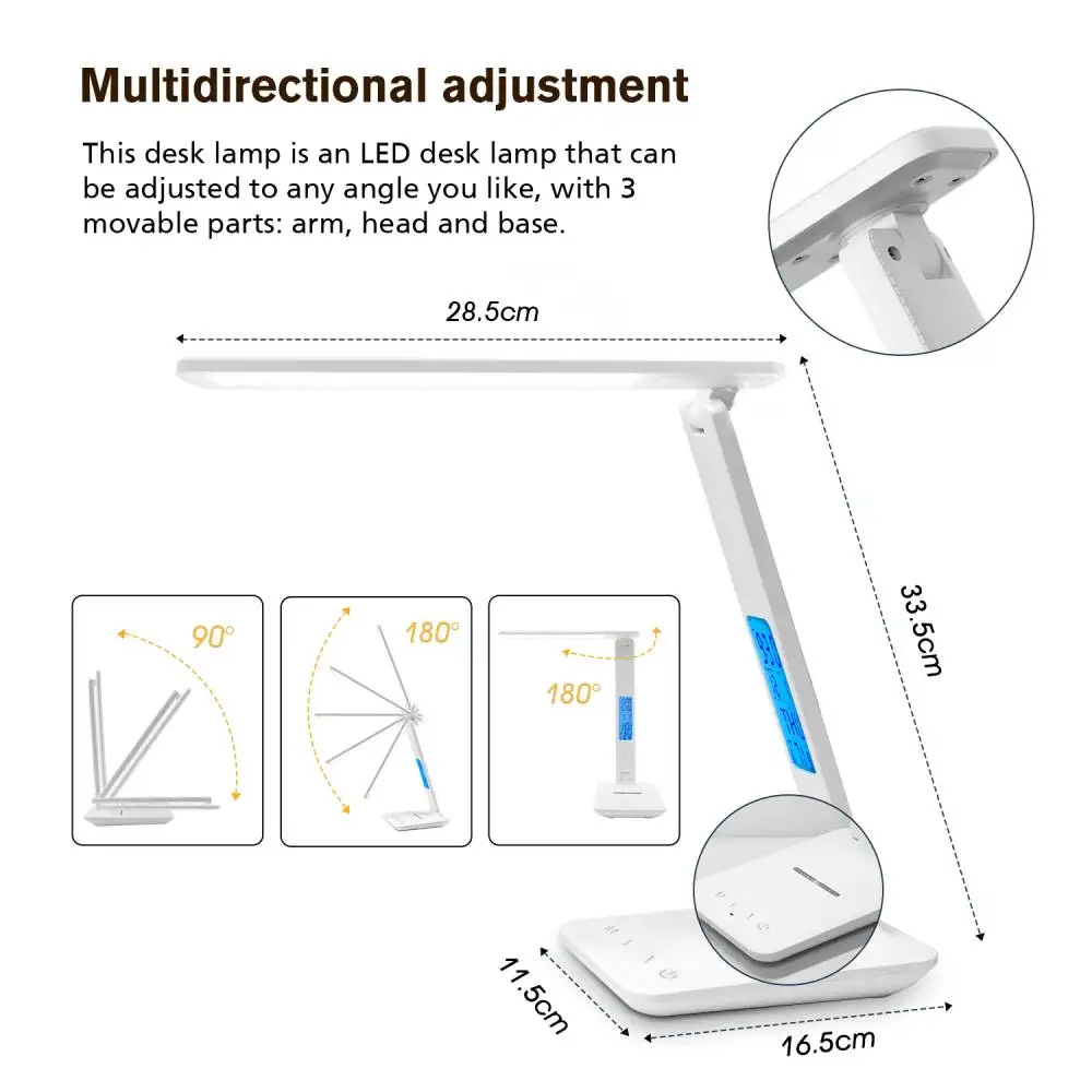 LAOPAO 10W QI Wireless Charging LED Desk Lamp With Calendar Temperature Alarm Clock Eye Protect Study Business Light Table Lamp LAOPAO 10W QI Wireless Charging LED Desk Lamp With Calendar Temperature Alarm Clock Eye Protect Study Business Light Table Lamp
