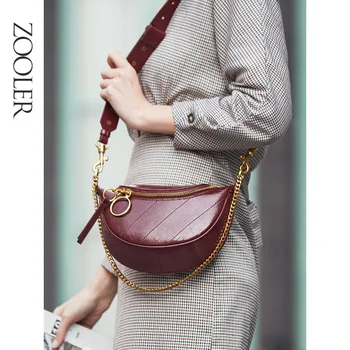 

ZOOLER Fashion Leather Shoulder bag Half moon Women Luxury Handbags Ladies Chain Crossbody Bags For Women Messenger Bag#QS212