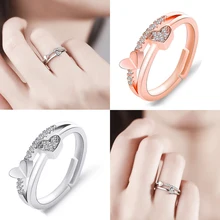 Кольца в форме сердца для женщин, регулируемые уникальные Простые Ювелирные изделия для влюбленных, женские кольца для девочек, Anel Anillos, аксессуары, подарок