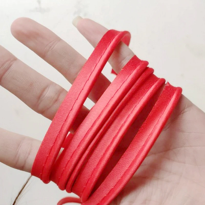Colorful 10mm Polyester Bias Tape with Cord Piping Binding Belt For Hemming Process Craft DIY Handmade Accessories Sewing Tape