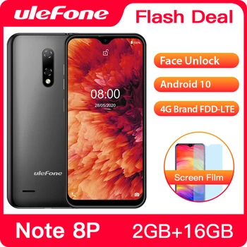 Перейти на Алиэкспресс и купить Чехол-накладка Ulefone Note 8P смартфон Android 10 2 ГБ + 16 Гб 4 ядра 5,5 дюймов тройной Камера 4G сотовый телефон мобильный телефон Android