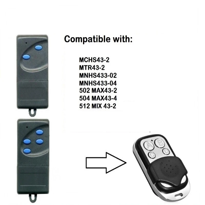 цена For NOVOFERM 302/304 MNHS433-02/04 Replacement Gate Door Remote Rontrol 502 MAX43-2/504 MAX43-4/ MNHS433-02/MCHS43-2 Transmitter