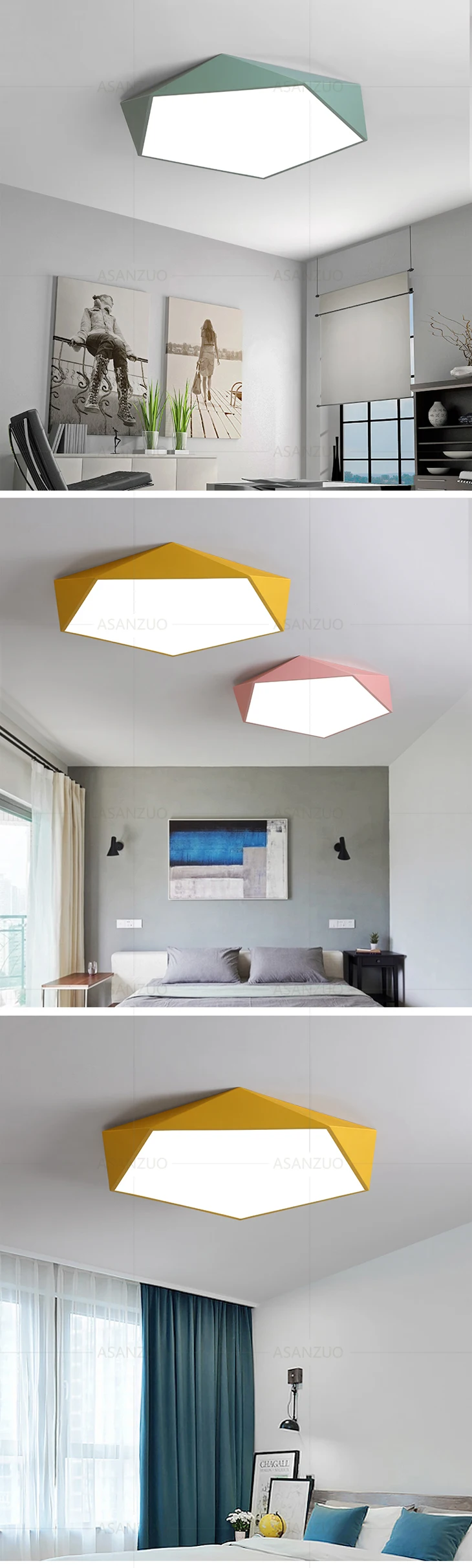 Modern LED Ceiling Light Lamp Pentagon Multicolor Children Ceiling Light Lighting Fixture Bedroom Surface Mount Living Room lamp