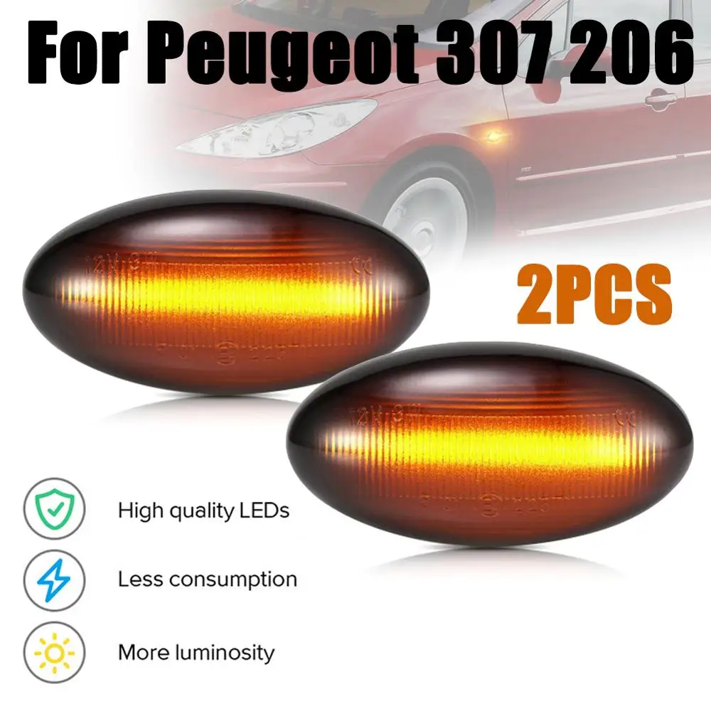 

2pcs Led Dynamic Turn Signal Side Marker Light Sequential Blinker Light For Peugeot 307 206 207 407 107 607 For Citroen C1 C2 C3