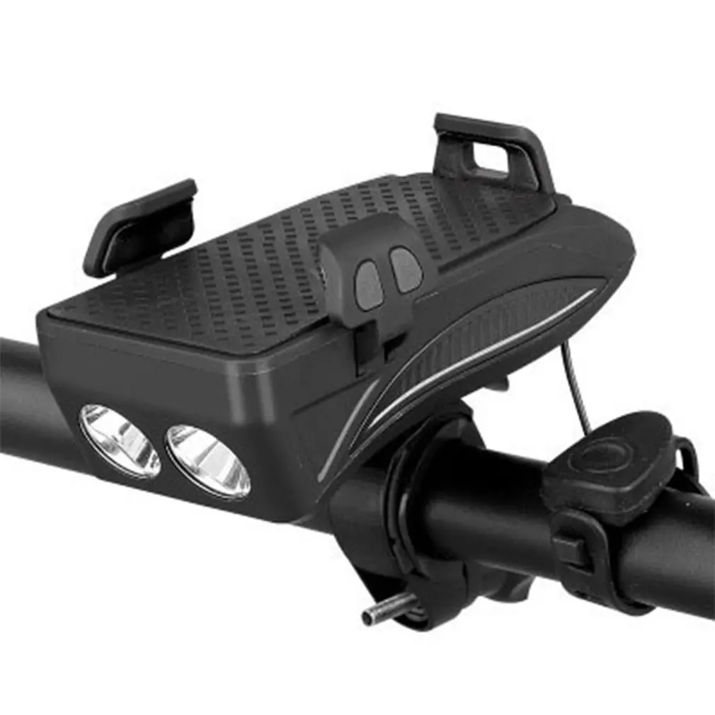 

3 in 1Waterproof USB Rechargeable Cycling Power Bank Light Headlight Bicycle Phone Holder Bike Horn Bracket Led Light 4000mAh