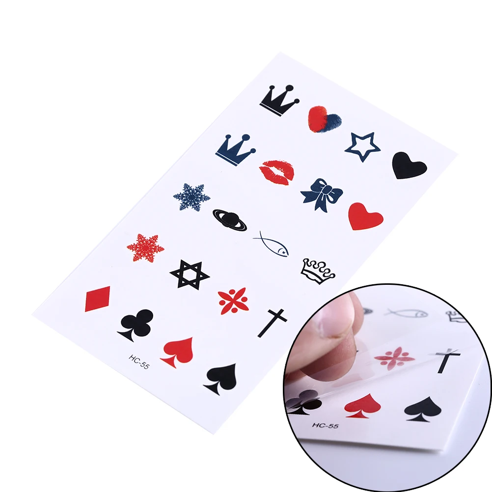 Flash Fake Tattoos For Women Men Body Crown Lip Heart Note Henna Tatto Stickers Waterproof Temporary Tattoo Sticker