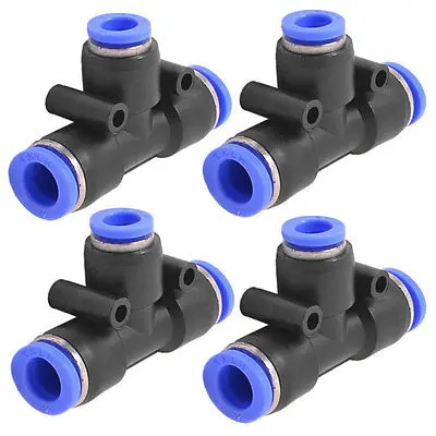 

4 Pcs Air Pneumatic 3 Ways 10mm to 8mm T Shape Quick Joint Fittings Couplers