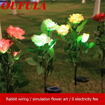 

WPD Solar Lawn Lamps Rose Flower Artificial Lantern Garden Decoration Lamp