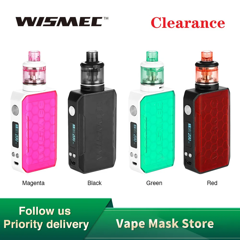 Новый оригинальный набор WISMEC SINUOUS V200 TC с баком 2 мл/3 мл Amor NSE и максимальной