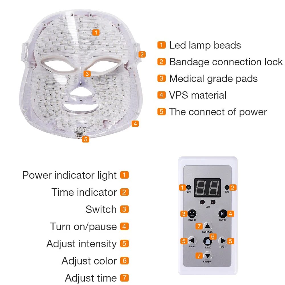  LISM Korean Photon 7 Colors Led Facial Mask Mascara Led Facial Fototerapia Macka Light Therapy Mask - 4000151824571