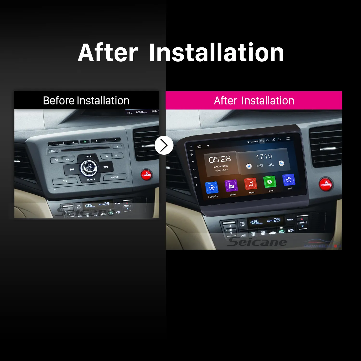 Perfect Seicane Android 9.0 Car Radio GPS Navigation Unit Player 9 inch For Honda Civic 2012 Right Hand Drive Steering Wheel Control 5