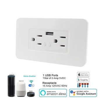 

EWELINK Dual USB US Wi-Fi Smart Power Monitoring Wall Socket & Switch Energy-saving Over-load Protection Work With Google Home