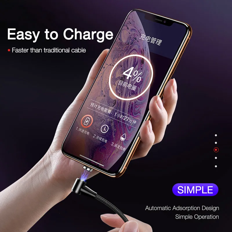 Быстрый Магнитный зарядный кабель Micro usb type C кабель для iPhone QC3.0 новейший L Тип Магнит зарядное устройство Шнур адаптер для проводов
