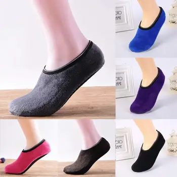 

Winter Floor Socks Velvet Indoor Short Anti-skid Boat Cover Shoe Room Living Warm Slippers Solid Sock Copriscarpe Socks Col G5X2