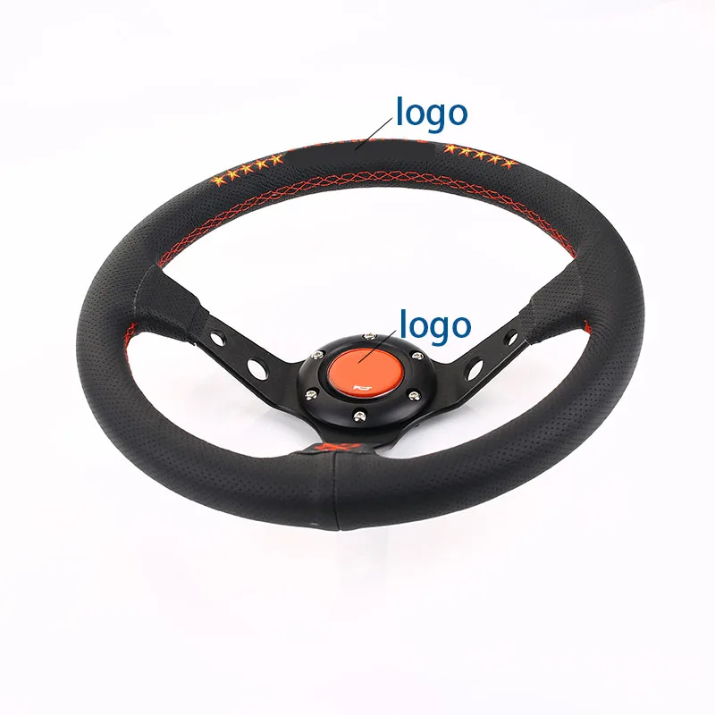 VER 10 Stars 13inch Genuine Leather Embroidery Drift Sport Steering Wheels Car Steering Wheel