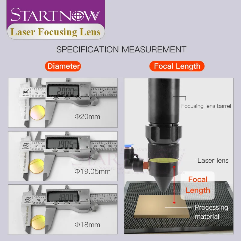 Startnow CO2 Laser Focusing Lens USA CVD ZnSe Dia 12 18 19.05mm 20 FL 38.1 50.8 63.5 76.2 101.6 For Laser Cutting Machine Parts images - 6
