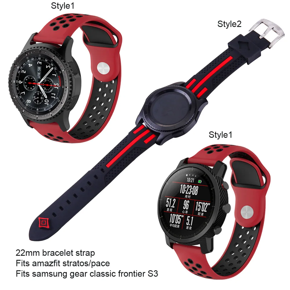 22 мм силиконовый ремешок для часов браслет ремешок для Huami Amazfit GTR 47 Pace Stratos 2 2s замена Смарт-часы аксессуары спортивный ремешок