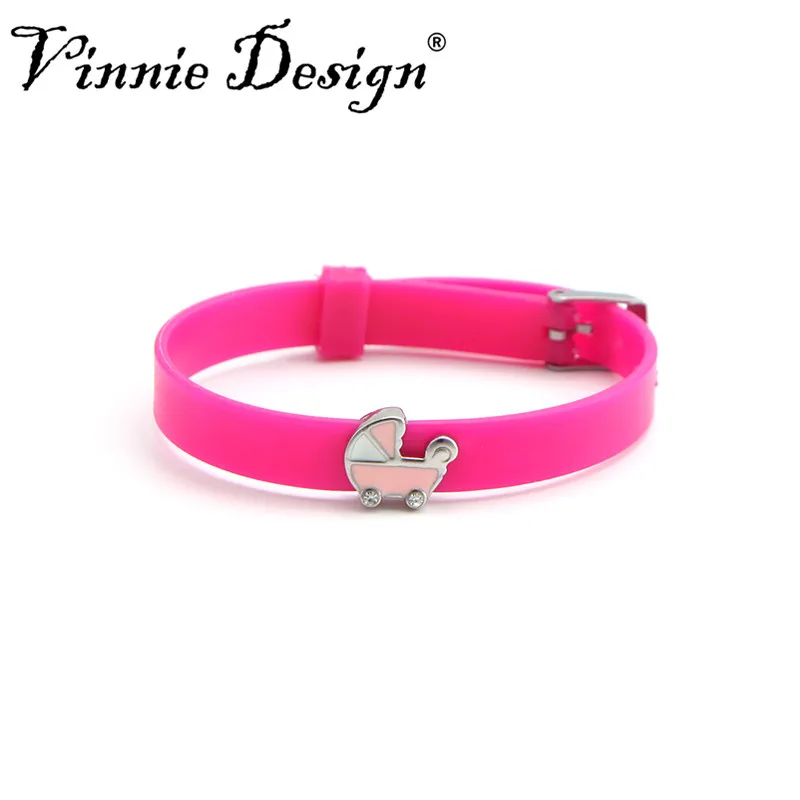 rose red Красочные Девушки Мальчики красивые силиконовые браслеты как Дети День рождения Рождество вечеринка подарок - Окраска металла: rose red
