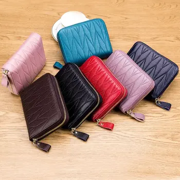 

NoEnName_Null Women RFID Blocking Card Holder Genuine Leather Short Wallet Coin Purse Pocket