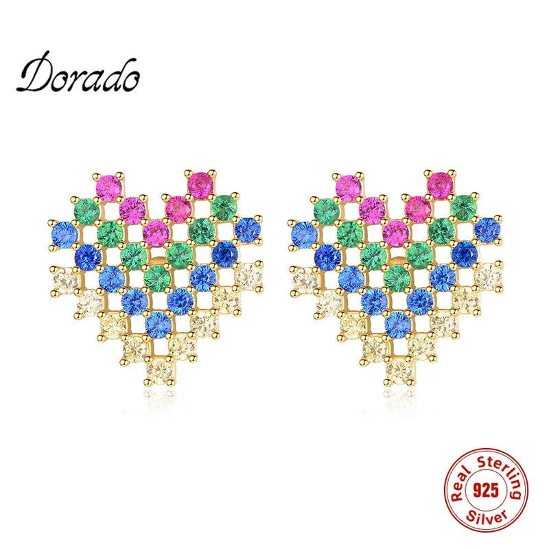 

Dorado New 925 Sterling Silver Romantic Heart Stud Earrings For Women AAA Zircon Jewelry Girl Party Brincos 2020 Hot Sale