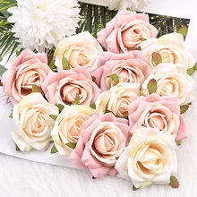 30pcs7cm branco rosa artificial cabeças de flores de seda decorativo scrapbooking para casa decoração de aniversário do casamento falso flores de rosa